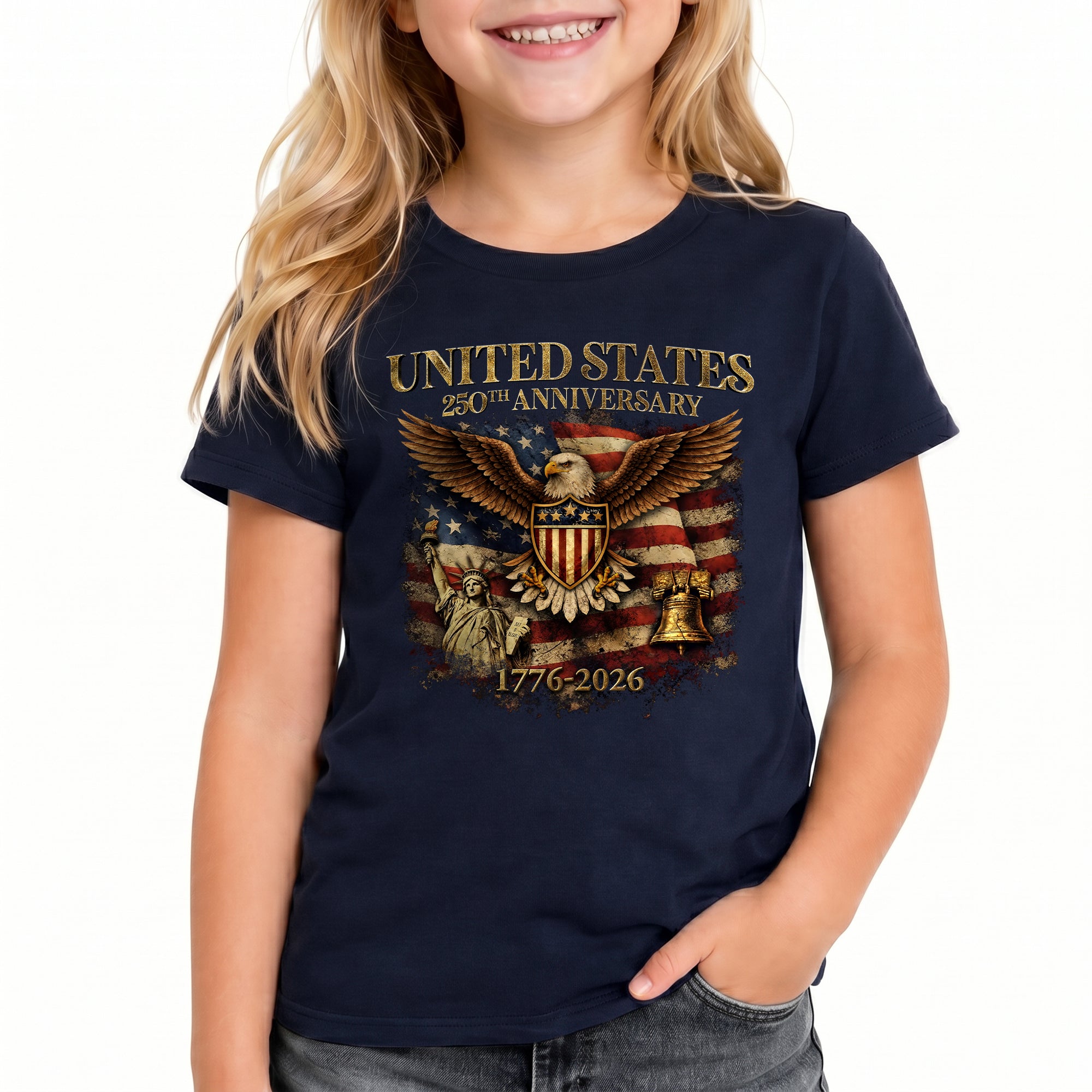 Kid T-Shirt United States 250th Anniversary | Patriotic 1776-2026 Liberty Bell Boys Girls