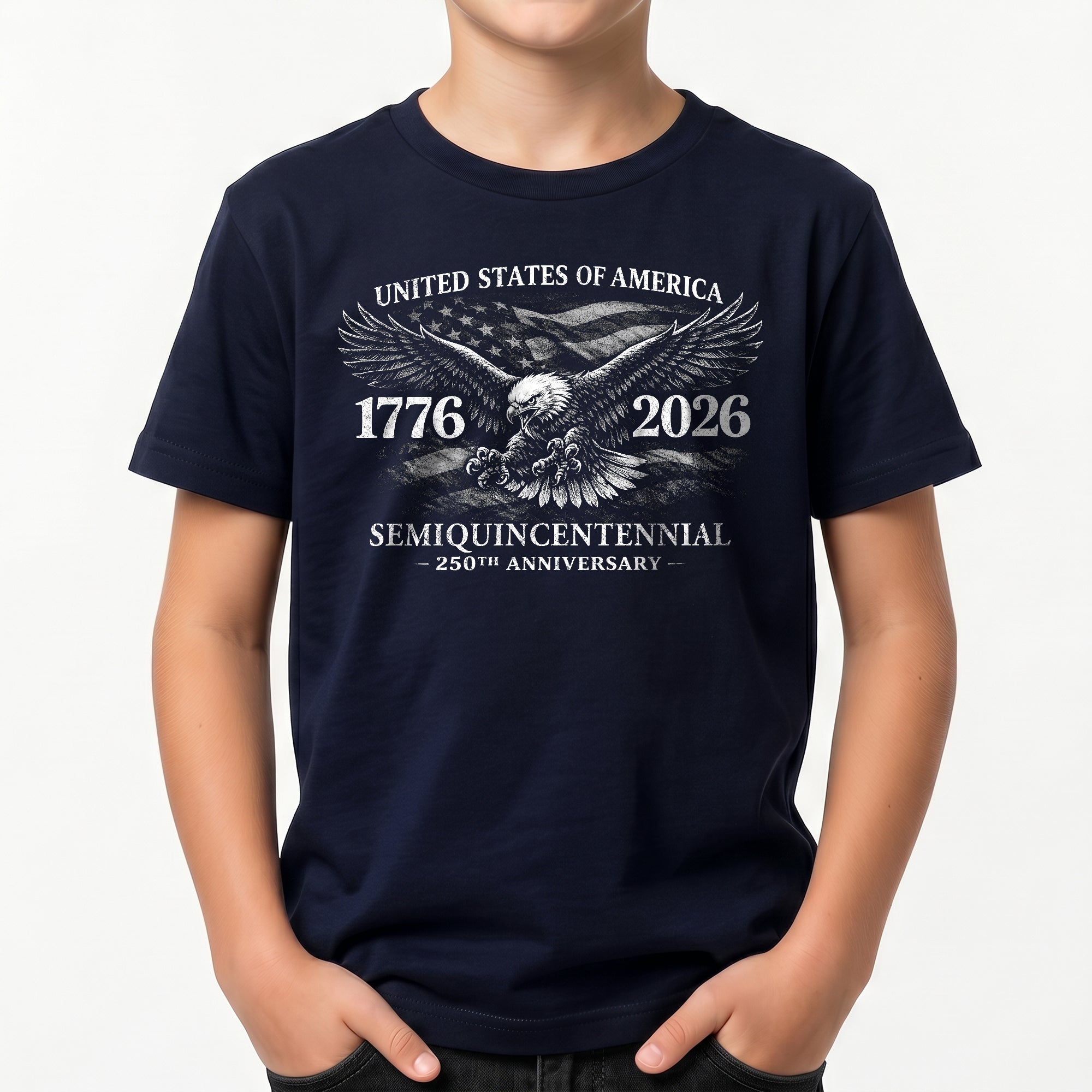 Kid T-Shirt United States 250th Anniversary | 1776-2026 Eagle Flag Boys Girls Shirt