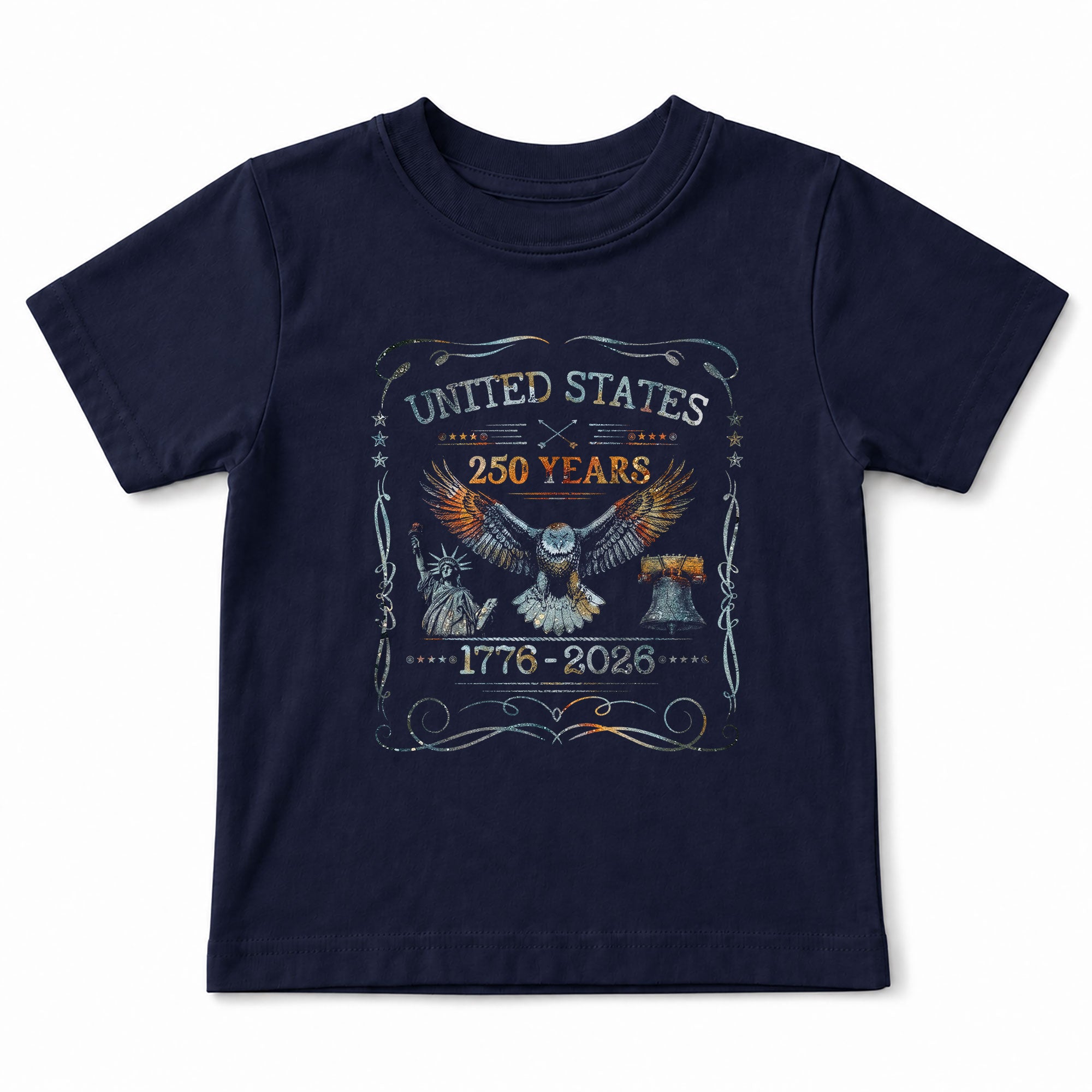 Patriotic 1776-2026 Kids Shirt United States 250 Years Liberty Bell Eagle Boys Girls Tee