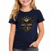 250 Years Kids T-Shirt 1776–2026 Patriotic Eagle Shield American Youth Tee