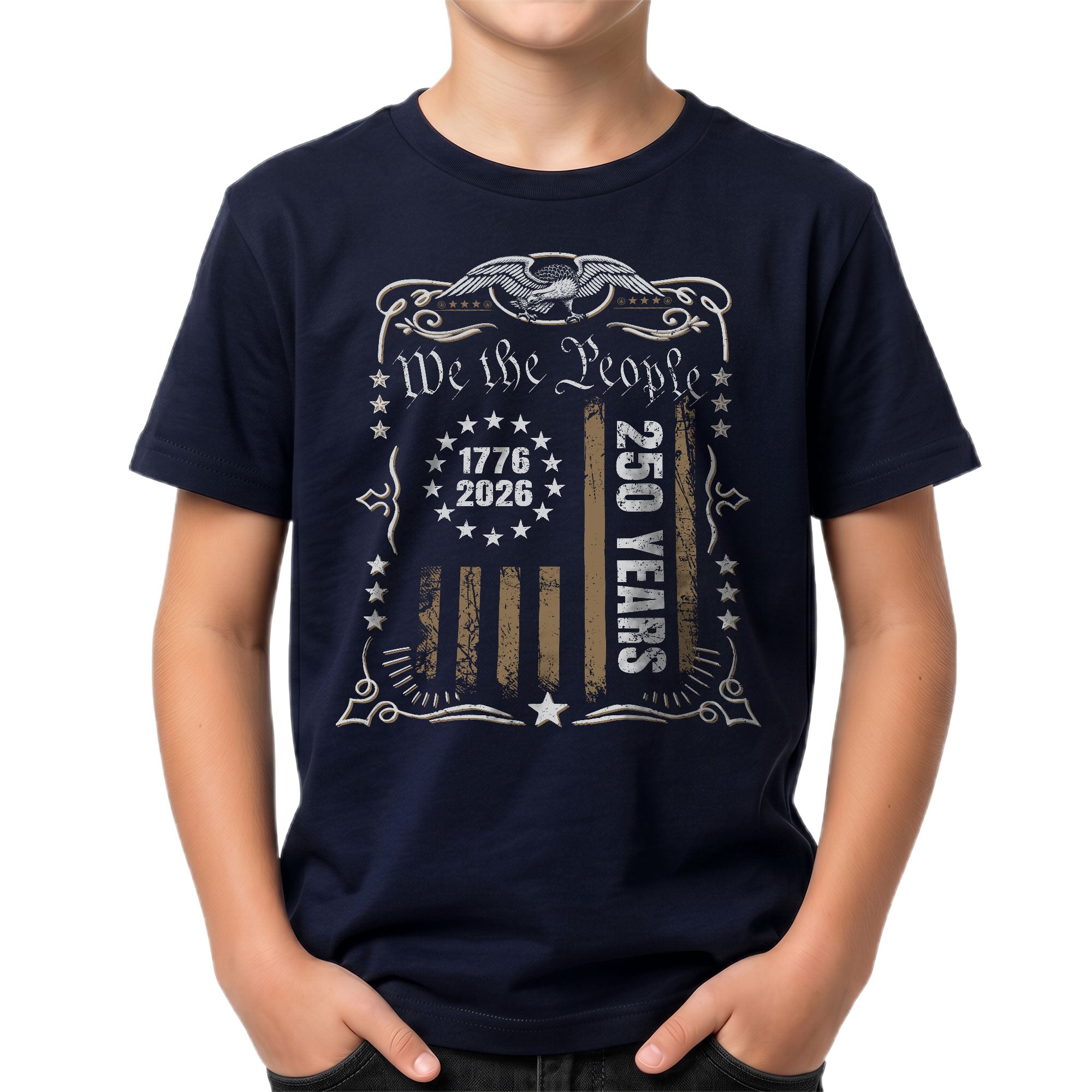 250 Years Kids T-Shirt We The People Patriotic Betsy Ross Flag 1776-2026 Youth Tee Shirt