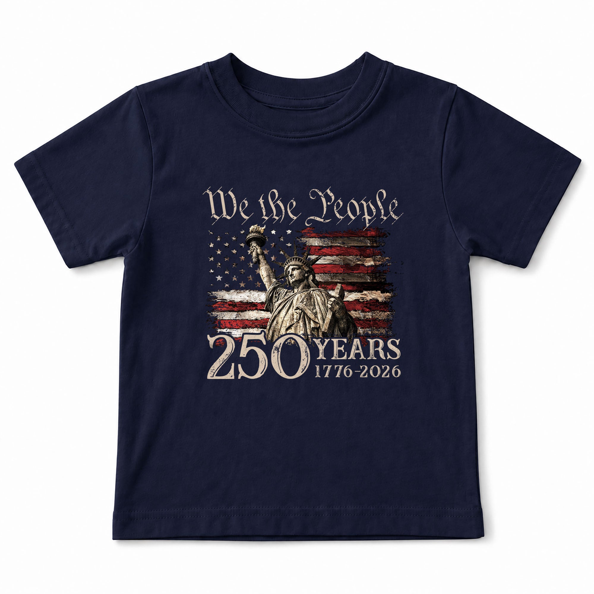 Kids 250 Years T-Shirt Statue of Liberty We The People Patriotic American Flag Tee