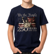 Kids 250 Years T-Shirt Statue of Liberty We The People Patriotic American Flag Tee
