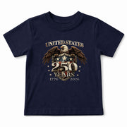 250 Years Kids T-Shirt United States Patriotic Eagle American Flag 1776-2026 Youth Tee