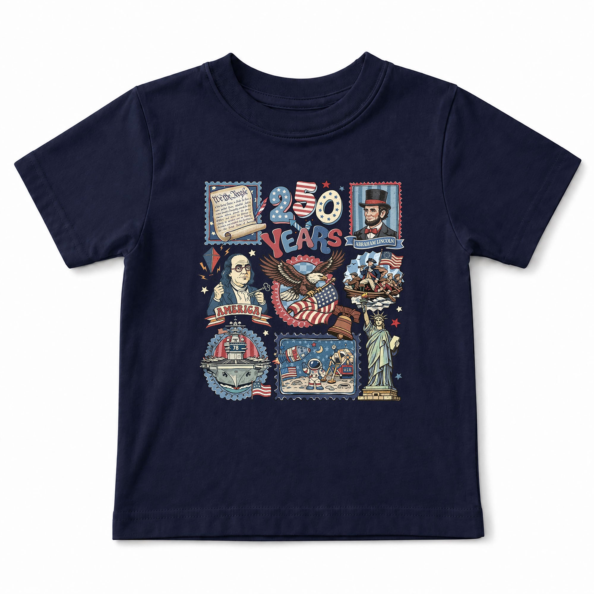 Kids Shirt 1776-2026 250th Anniversary Patriotic United States History Educational Tee