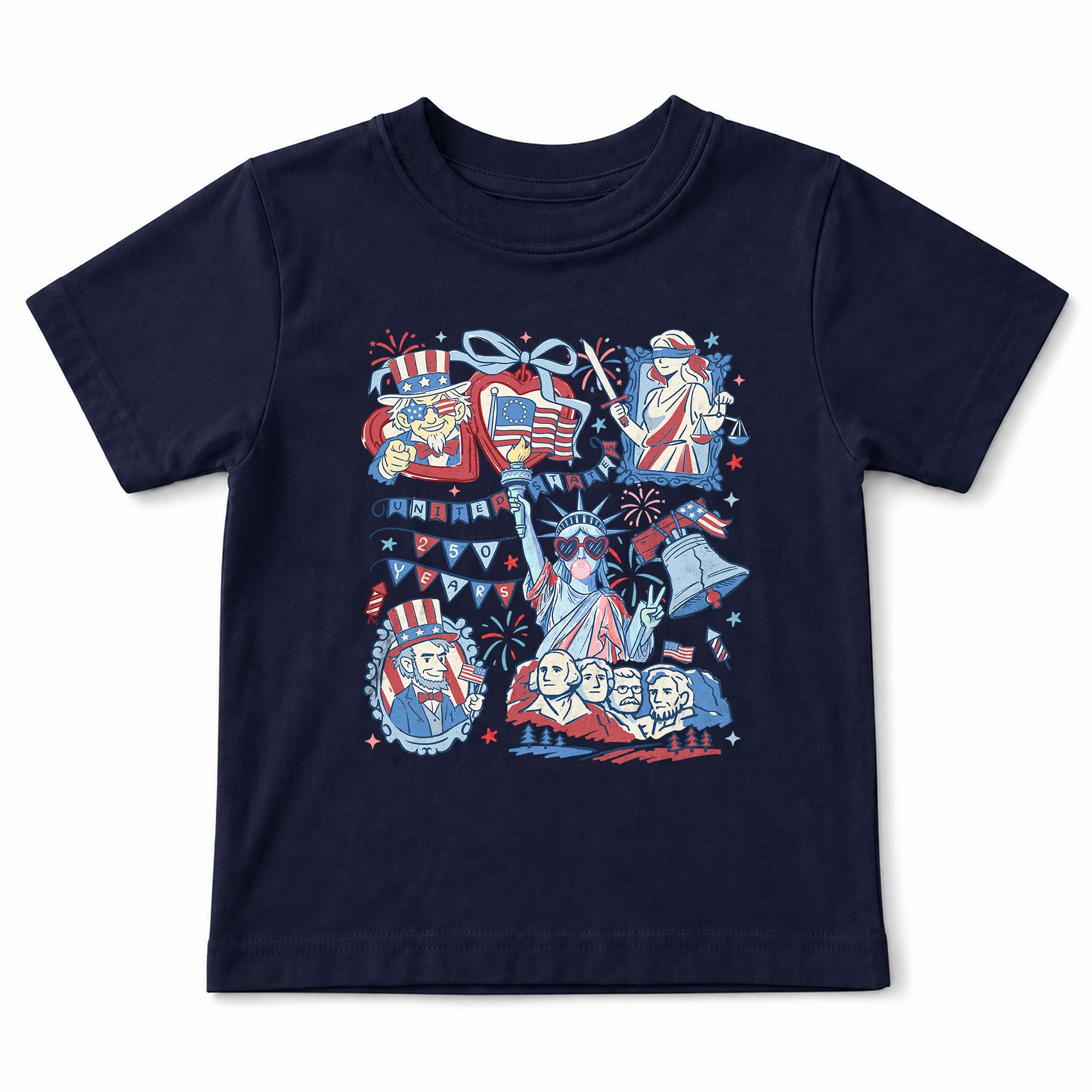 Kids Shirt 1776-2026 250th Anniversary Patriotic United States Mount Rushmore Doodle Tee