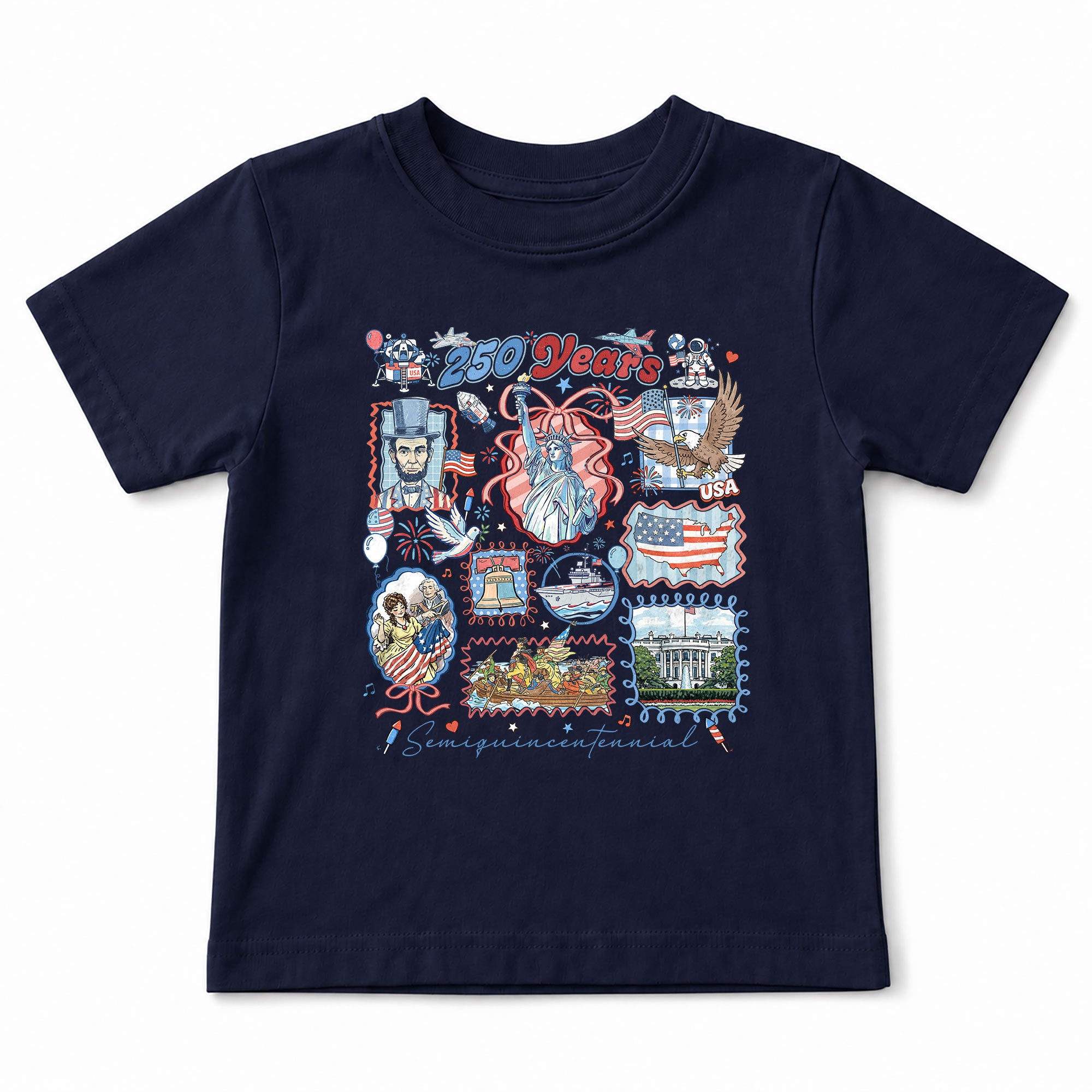 Kids T Shirt 1776-2026 Patriotic 250 Years History White House Independence Day Tee