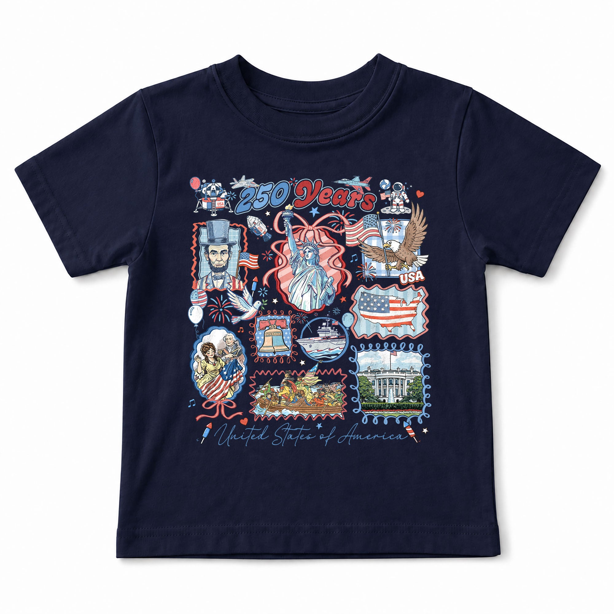 Kids T Shirt 1776-2026 Patriotic 250 Years History White House Independence Day Tee