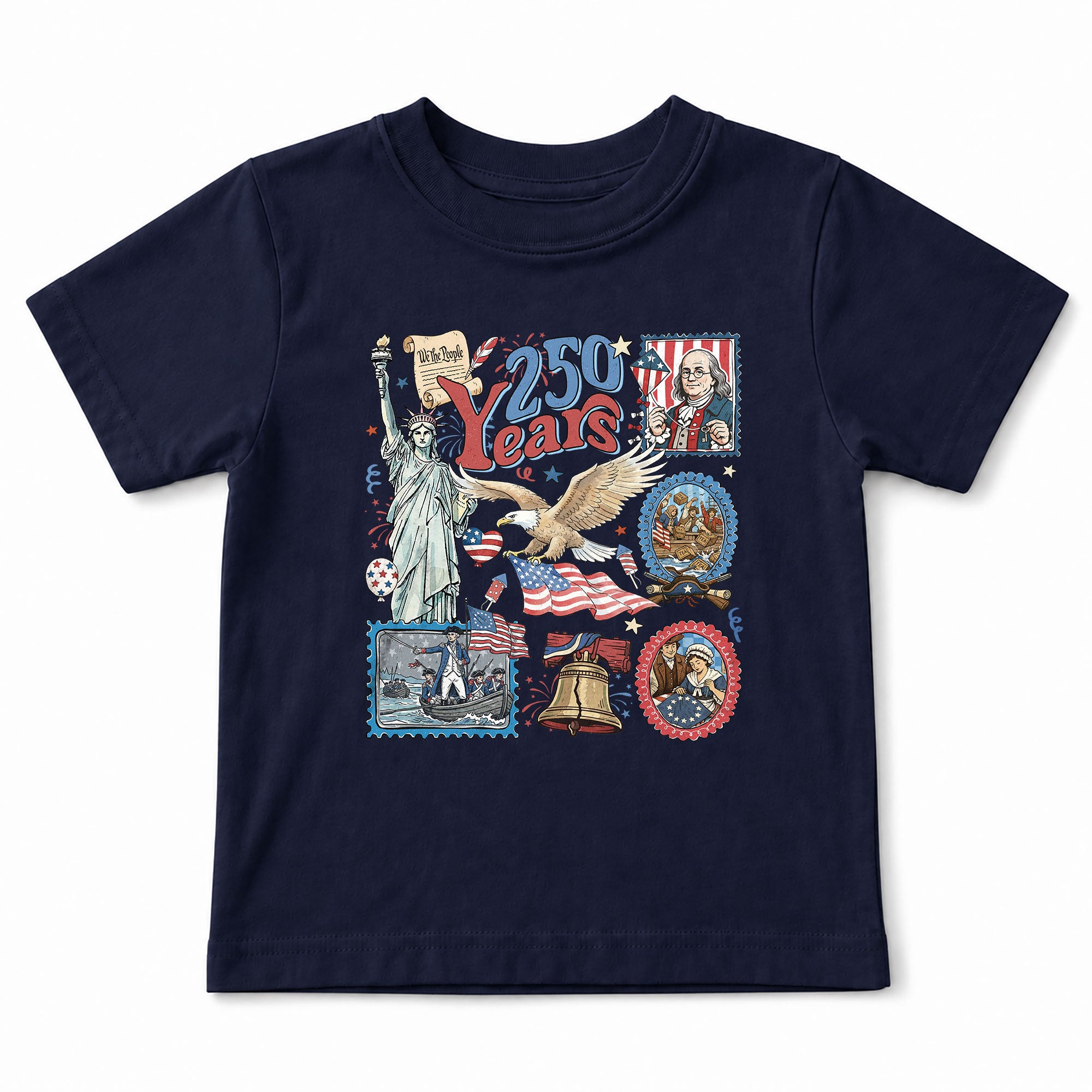 Kids Shirt 1776-2026 250th Anniversary Patriotic United States History Betsy Ross Tee
