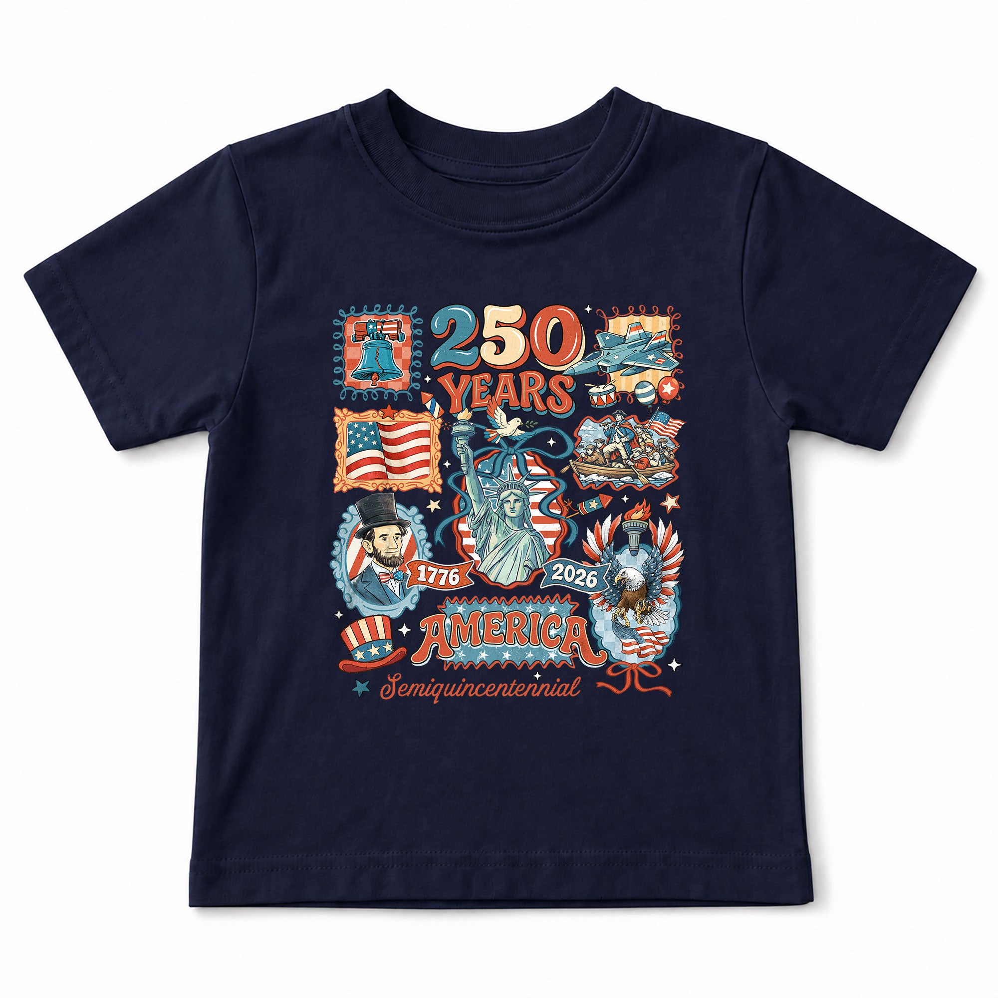 Kids T Shirt Patriotic 250 Years Eagle US Flag History 1776-2026 Independence Day Tee