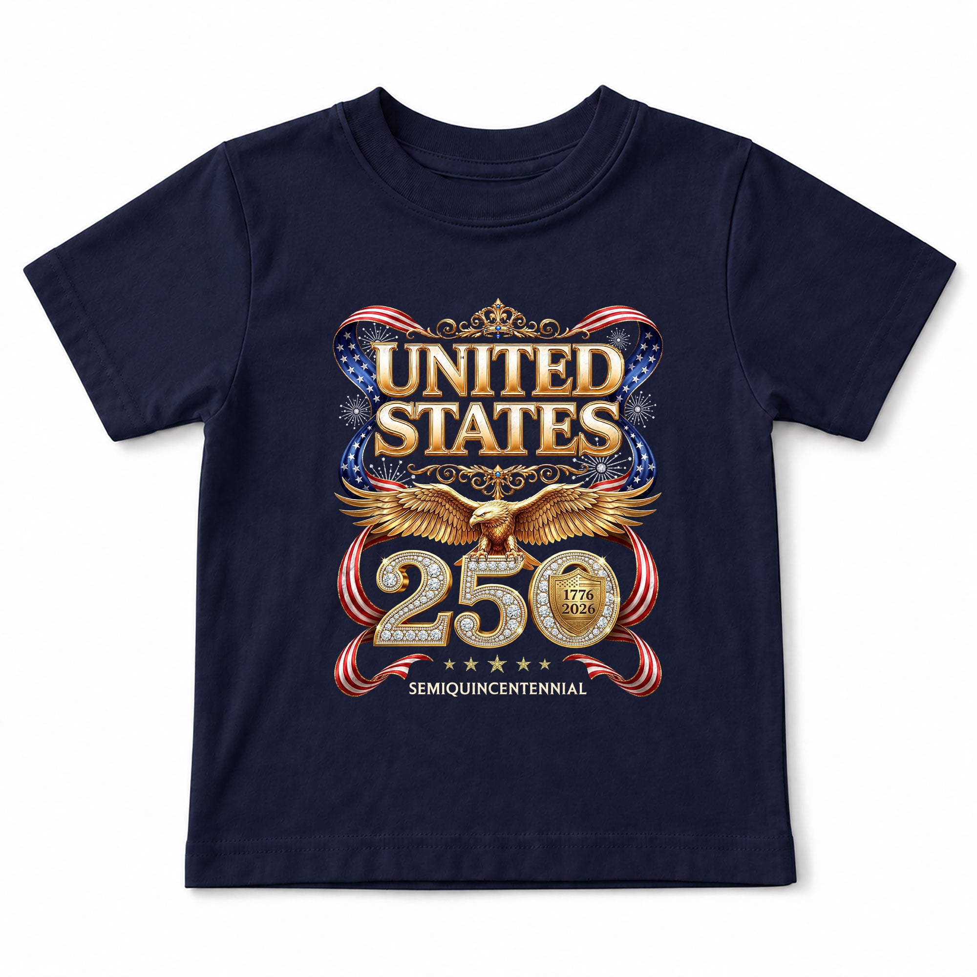 250 Years Kids T-Shirt Patriotic Golden Eagle United States American Flag Youth