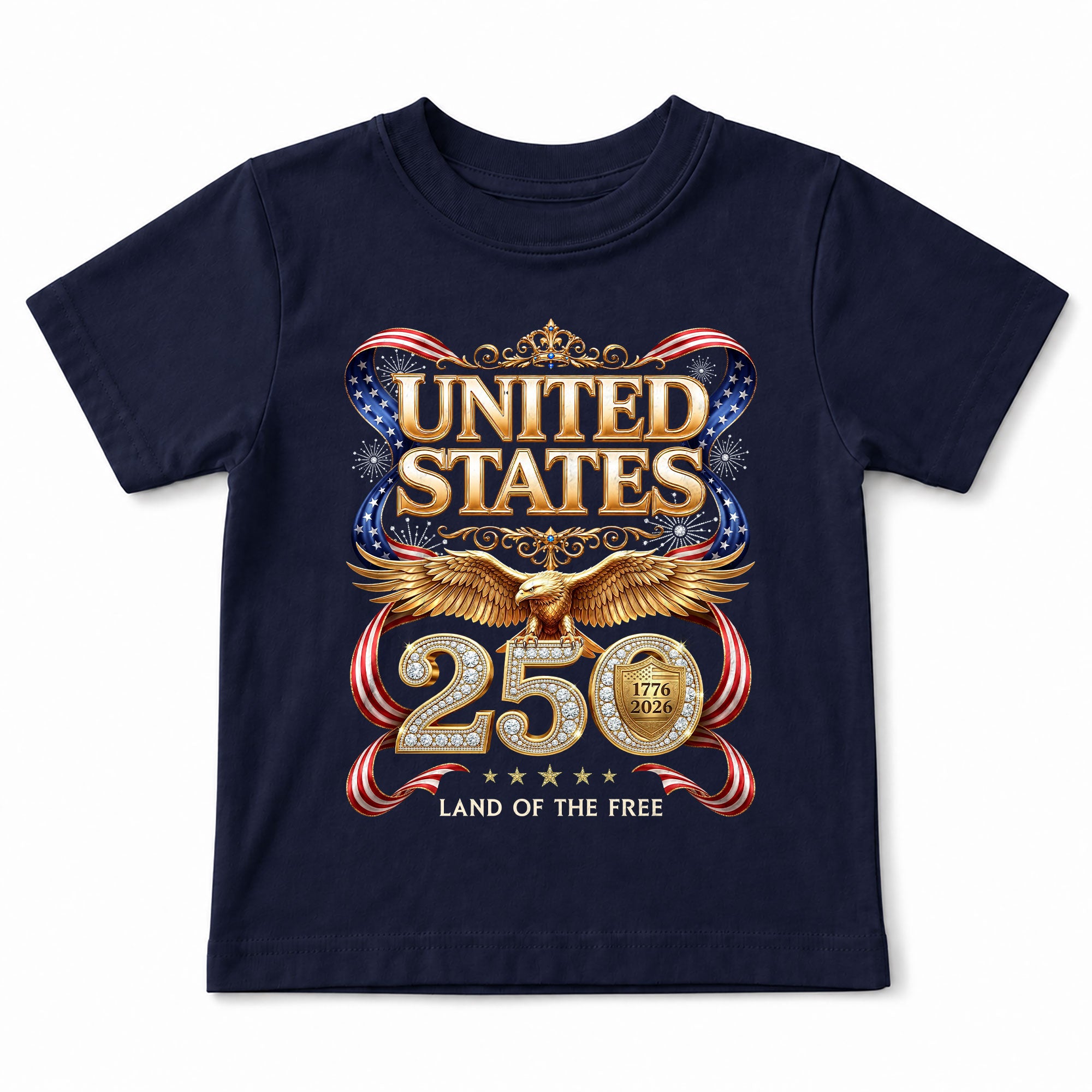 250 Years Kids T-Shirt Patriotic Golden Eagle United States American Flag Youth