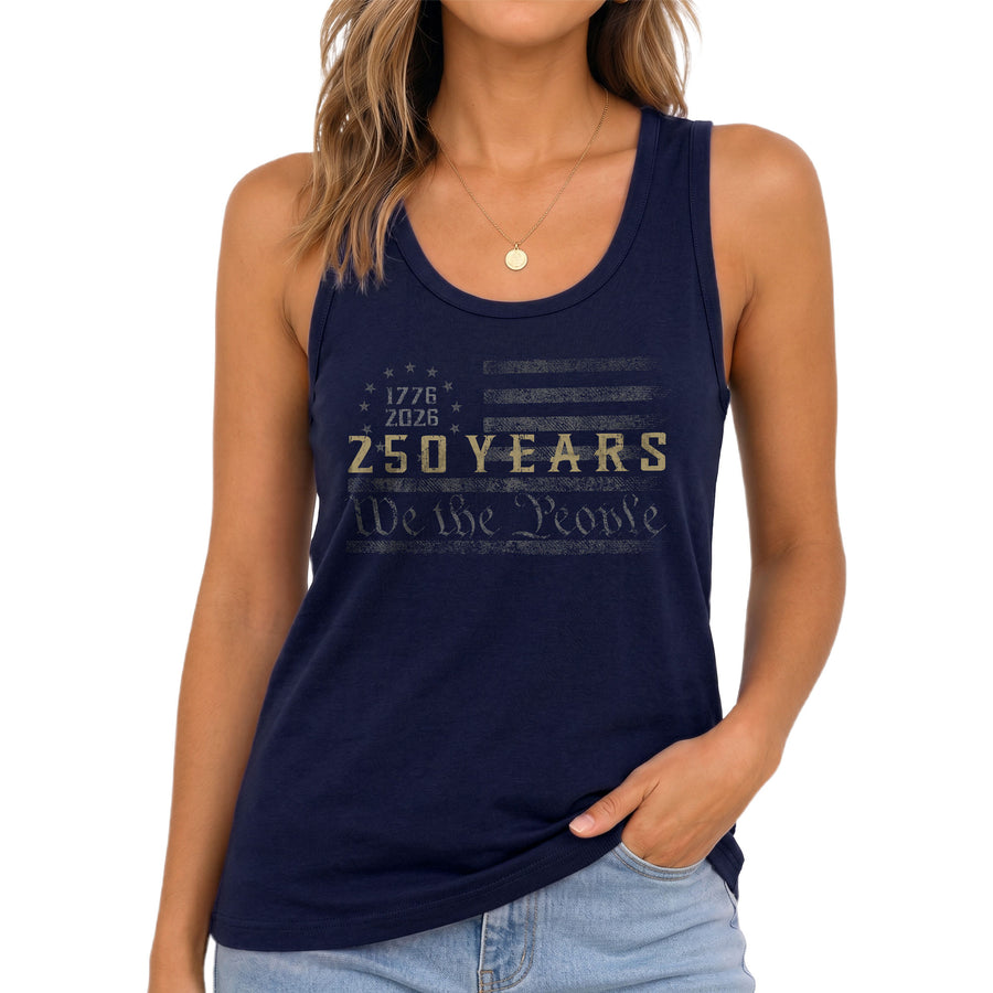 We The People 250 Years Tank Top Women 1776-2026 Vintage Patriotic US Flag Shirt