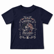 T-Shirt Kid America 250 Years 1776-2026 Patriotic Abraham Lincoln Guitar Kids Tee