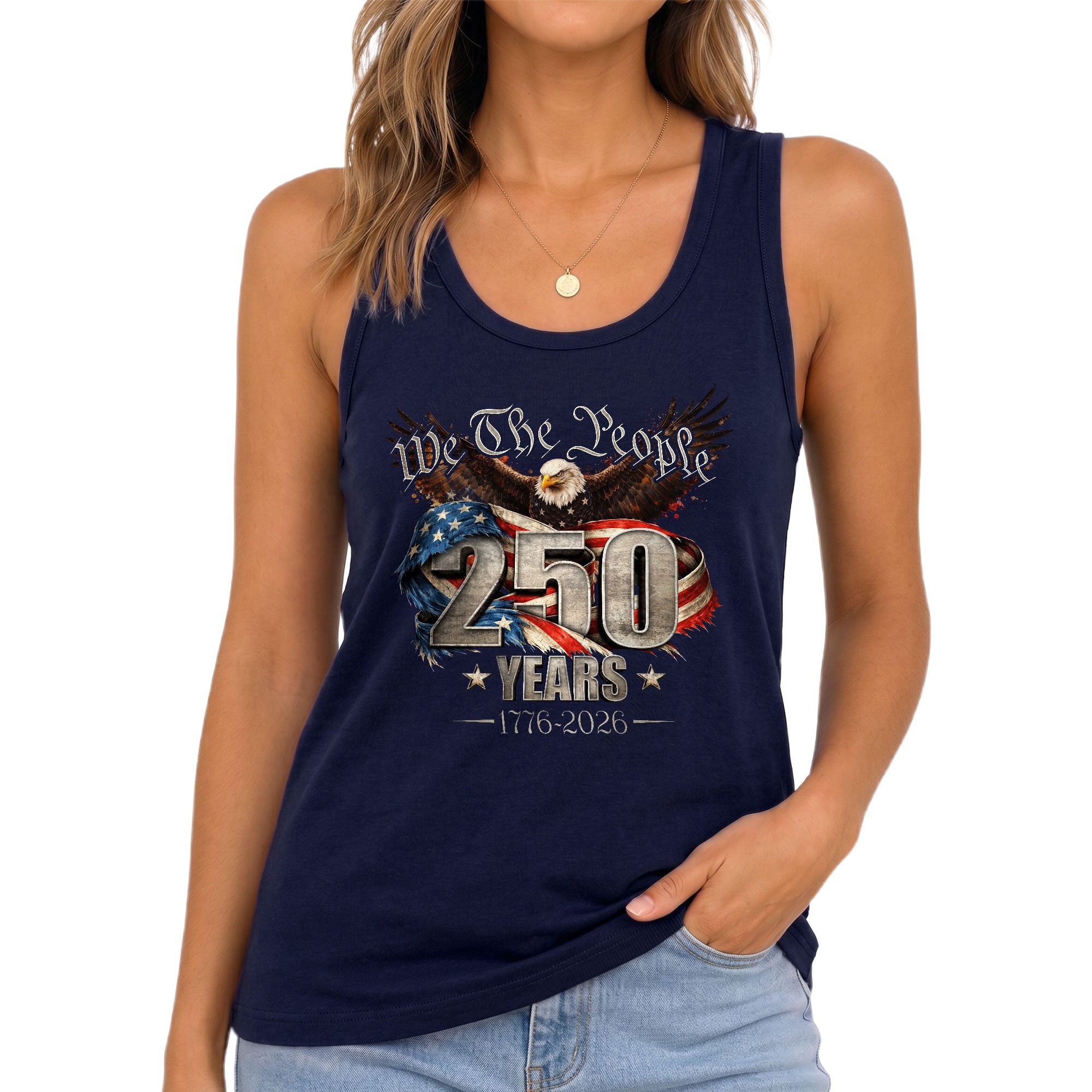 We the People 250 Years Eagle Tank Top | Patriotic 1776-2026 Flag Women Shirt