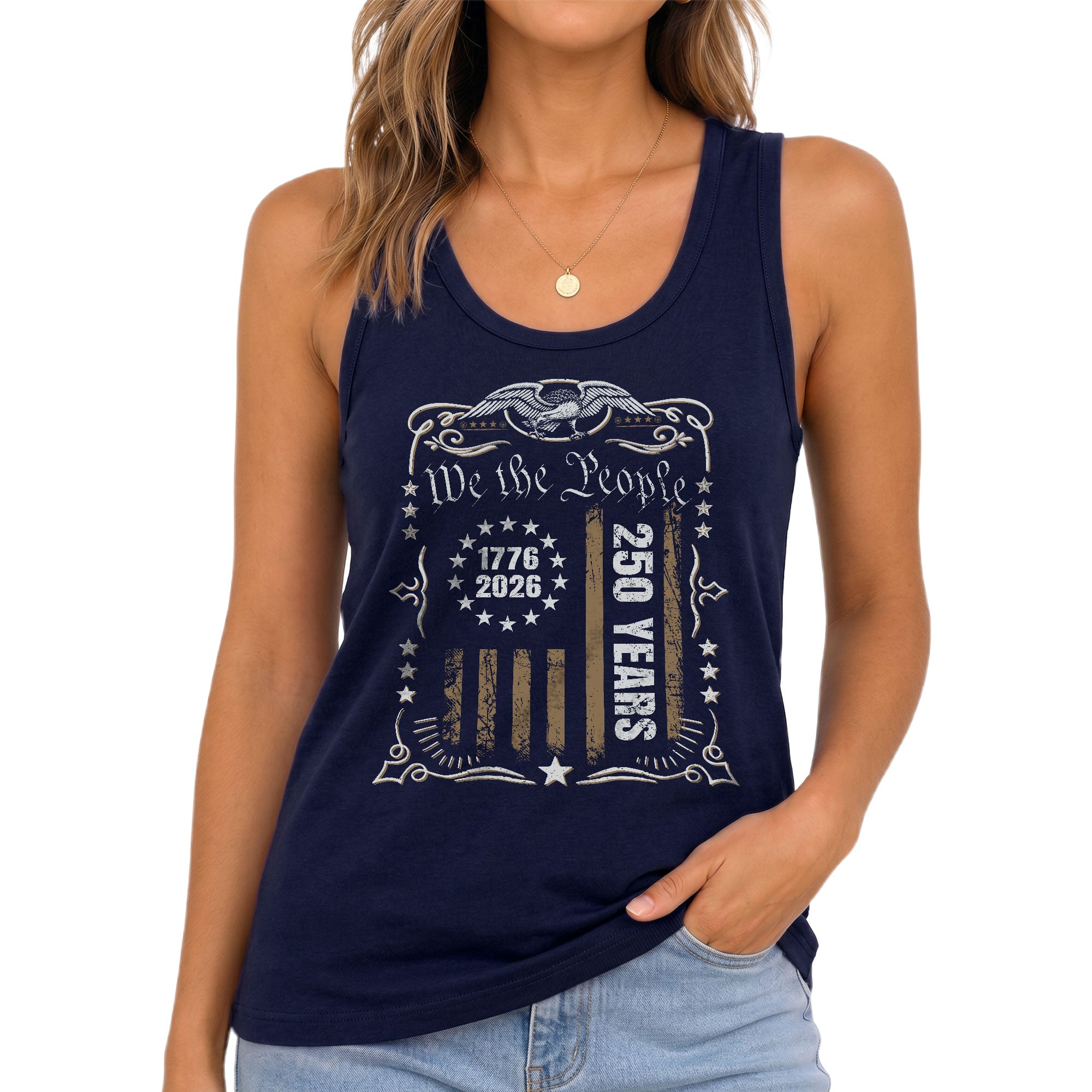 We the People 250 Years Vintage Tank Top | Patriotic 1776-2026 Flag Women Shirt