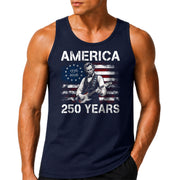 Retro Lincoln Guitar Flag Tank Top 1776-2026 Patriotic Vintage Men Graphic Sleeveless Shirt