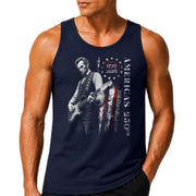 Vertical Flag Lincoln Guitar Tank Top 1776-2026 Patriotic Vintage Men Graphic Gym Shirt