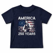 Kids America 250 Years T-Shirt 1776–2026 Lincoln Guitar Patriotic Youth Tee