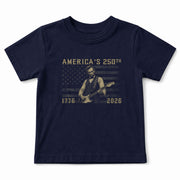Kids America's 250th T-Shirt 1776–2026 Lincoln Guitar Patriotic Youth Graphic Tee