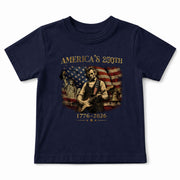 Kids America's 250th Anniversary T-Shirt 1776–2026 Lincoln Patriotic Guitar Tee