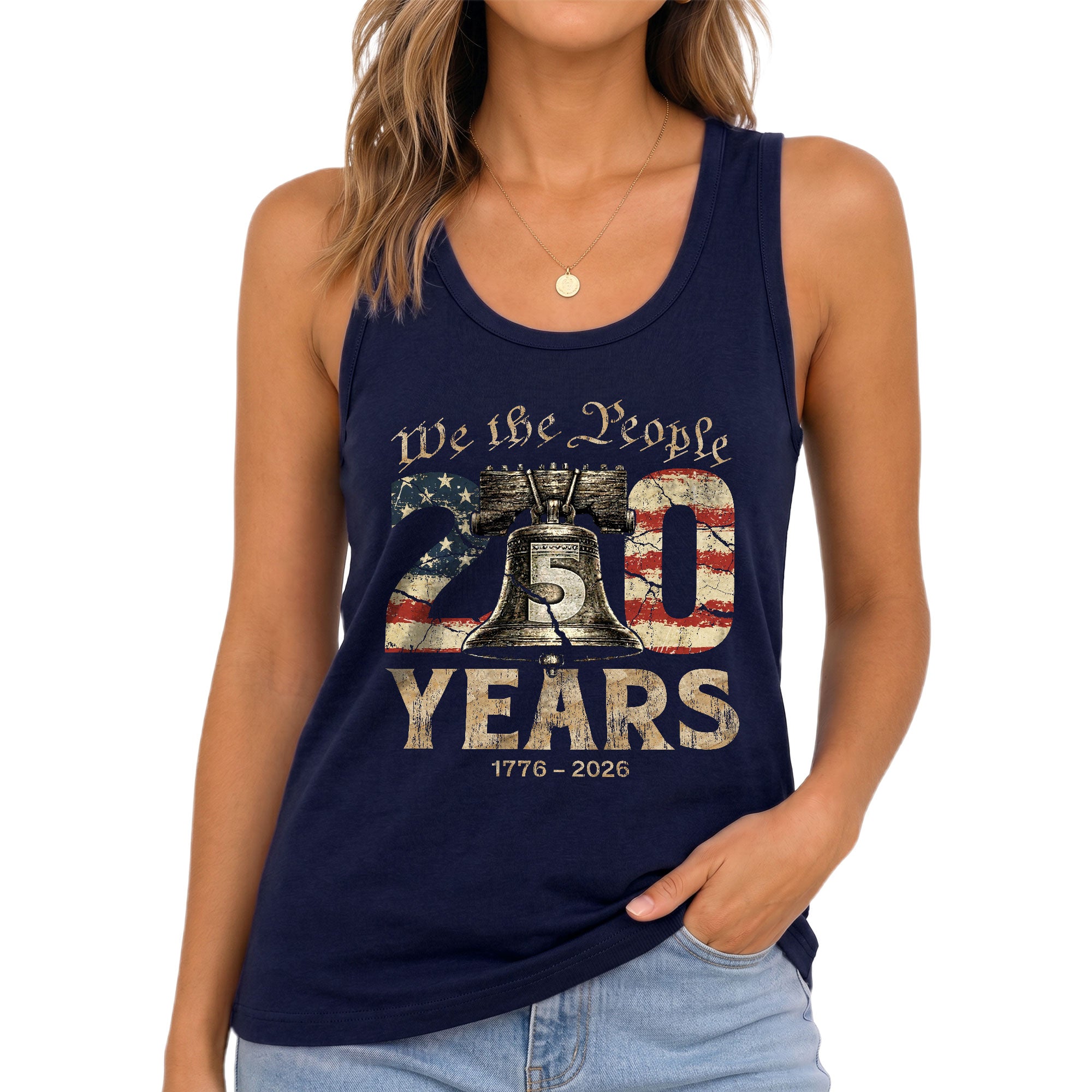 We the People 250 Years Liberty Bell Tank Top | Patriotic 1776-2026 Women Shirt