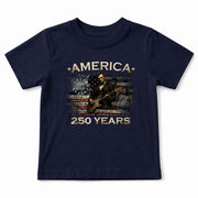 Kids America 250 Years T-Shirt 1776–2026 Lincoln Patriotic Guitar Youth Tee