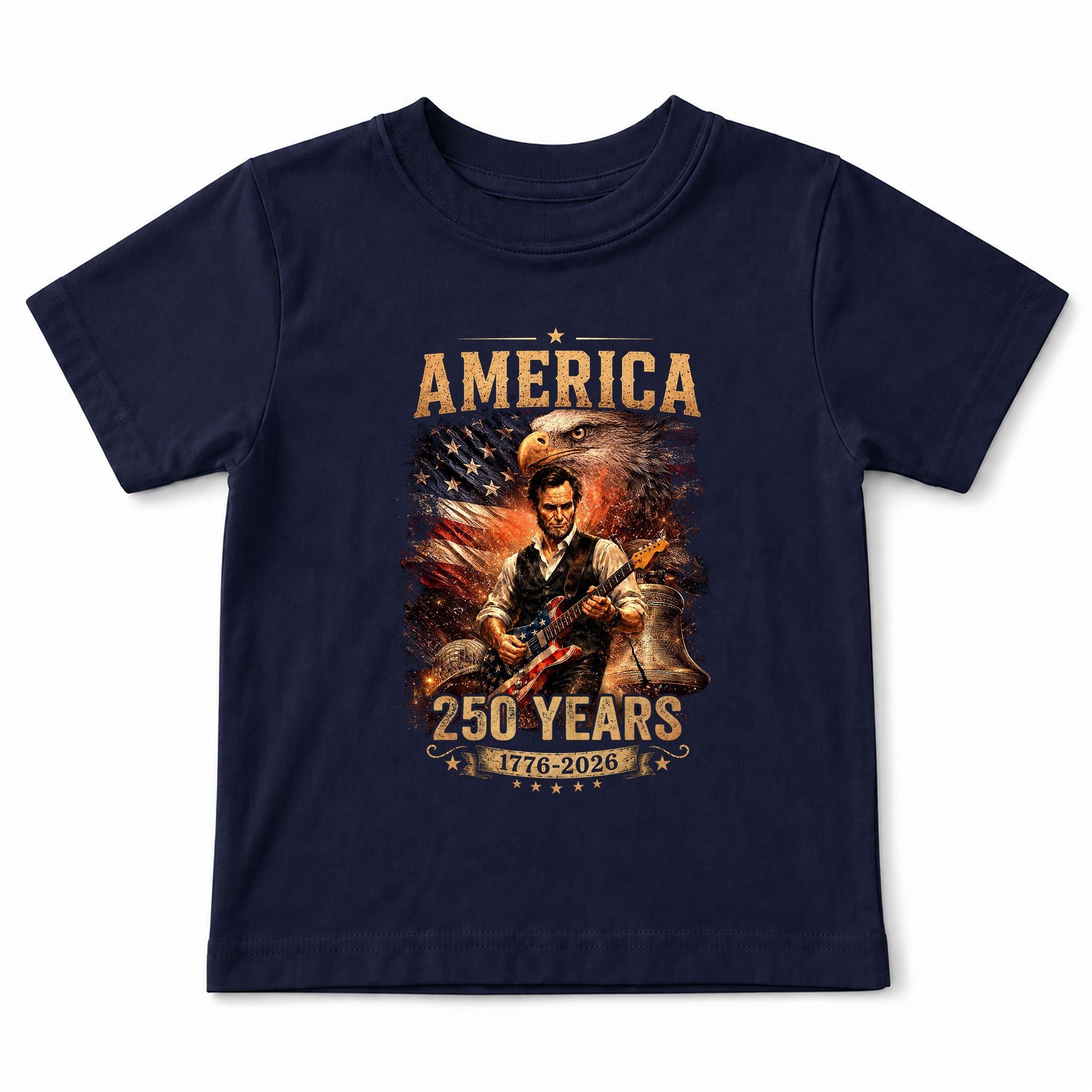Kids America 250 Years T-Shirt 1776–2026 Lincoln Eagle Patriotic Youth Graphic Tee