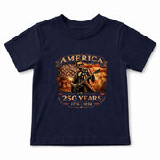 Kids America 250 Years T-Shirt 1776–2026 Lincoln Guitar Patriotic Youth Graphic Tee