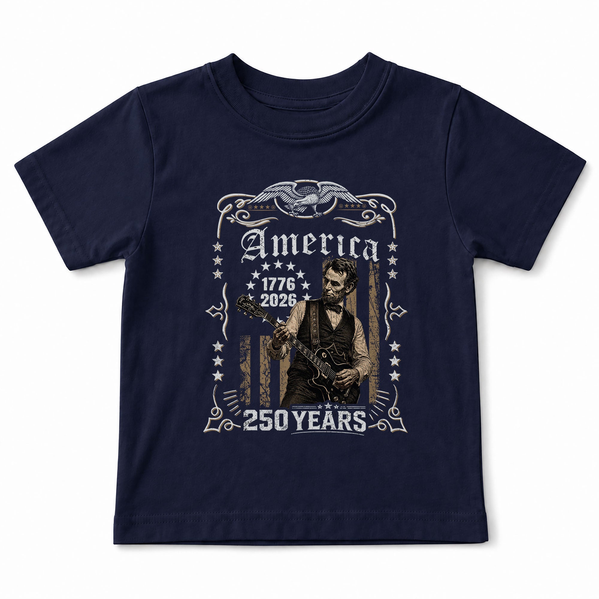 America 250 Years Kids Shirt 1776–2026 Lincoln Music Patriotic Youth Tee