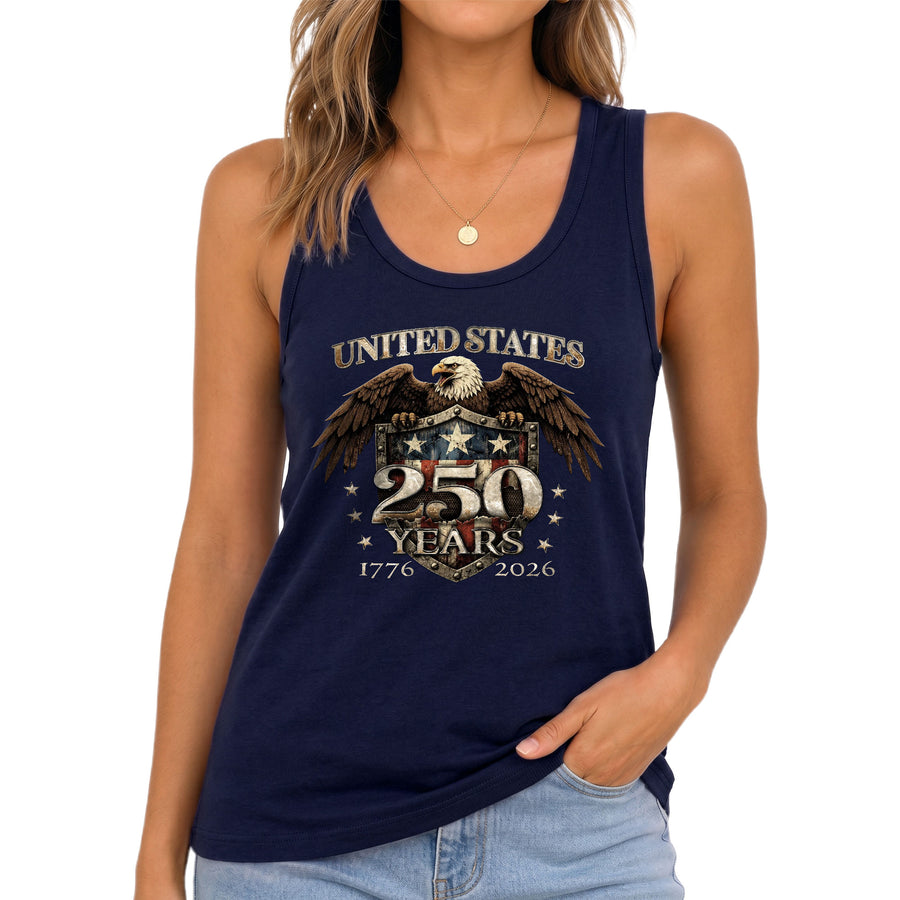 United States 250 Years Eagle Shield Tank Top | Patriotic 1776-2026 Women Shirt