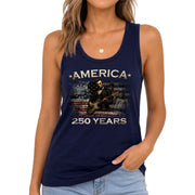 250 Years Tank Top Women America Lincoln Guitar Statue of Liberty Patriotic Shirt