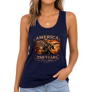 250 Years Tank Top Women America Lincoln Guitar Flag Patriotic Liberty 1776-2026 Shirt
