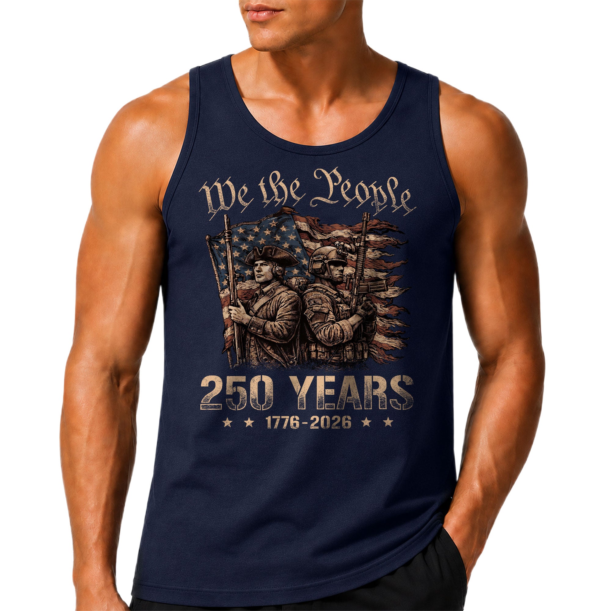 Independence 1776-2026 Mens Tank Top Patriotic 250 Years Soldier We The People
