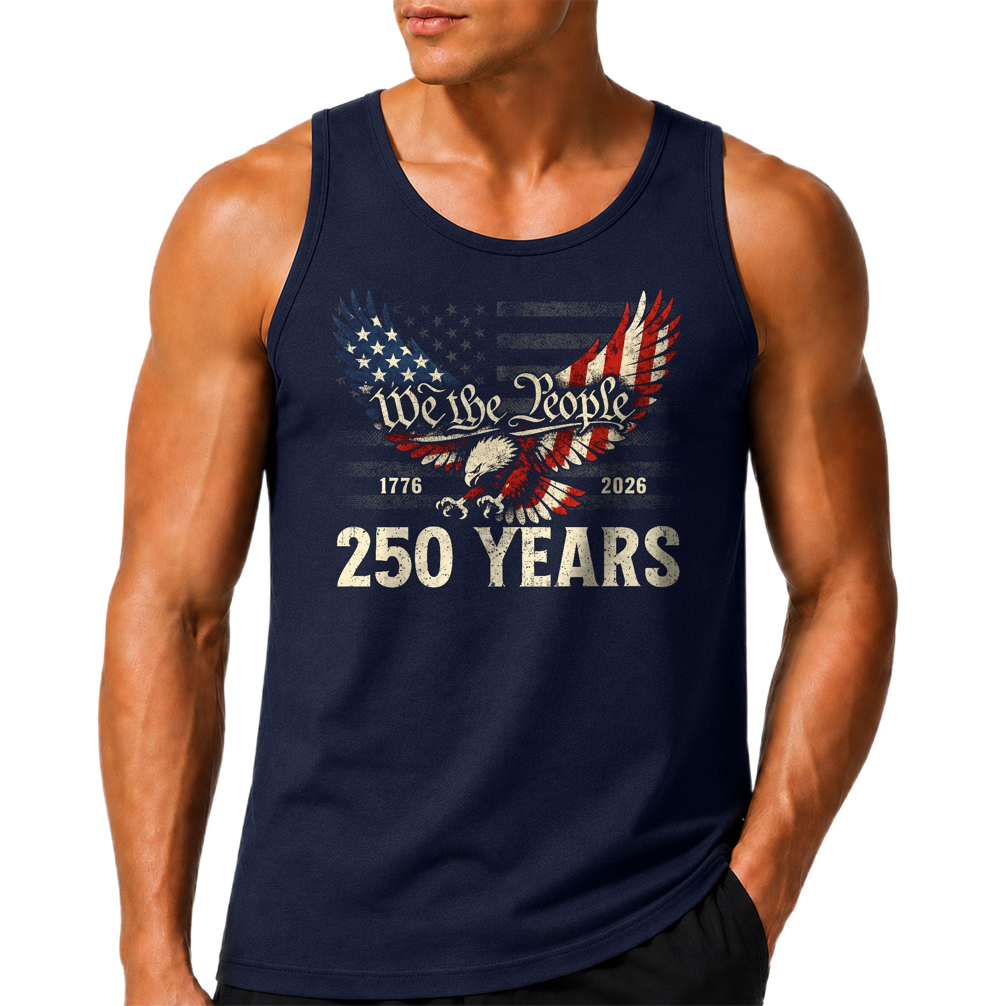 United States Mens Tank Top 1776-2026 Patriotic 250 Years Eagle Graphic Flag