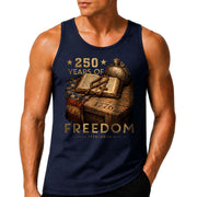 Tank Top Men Patriotic Bible Cross 1776-2026 250 Years Of Freedom Christian Summer Vest