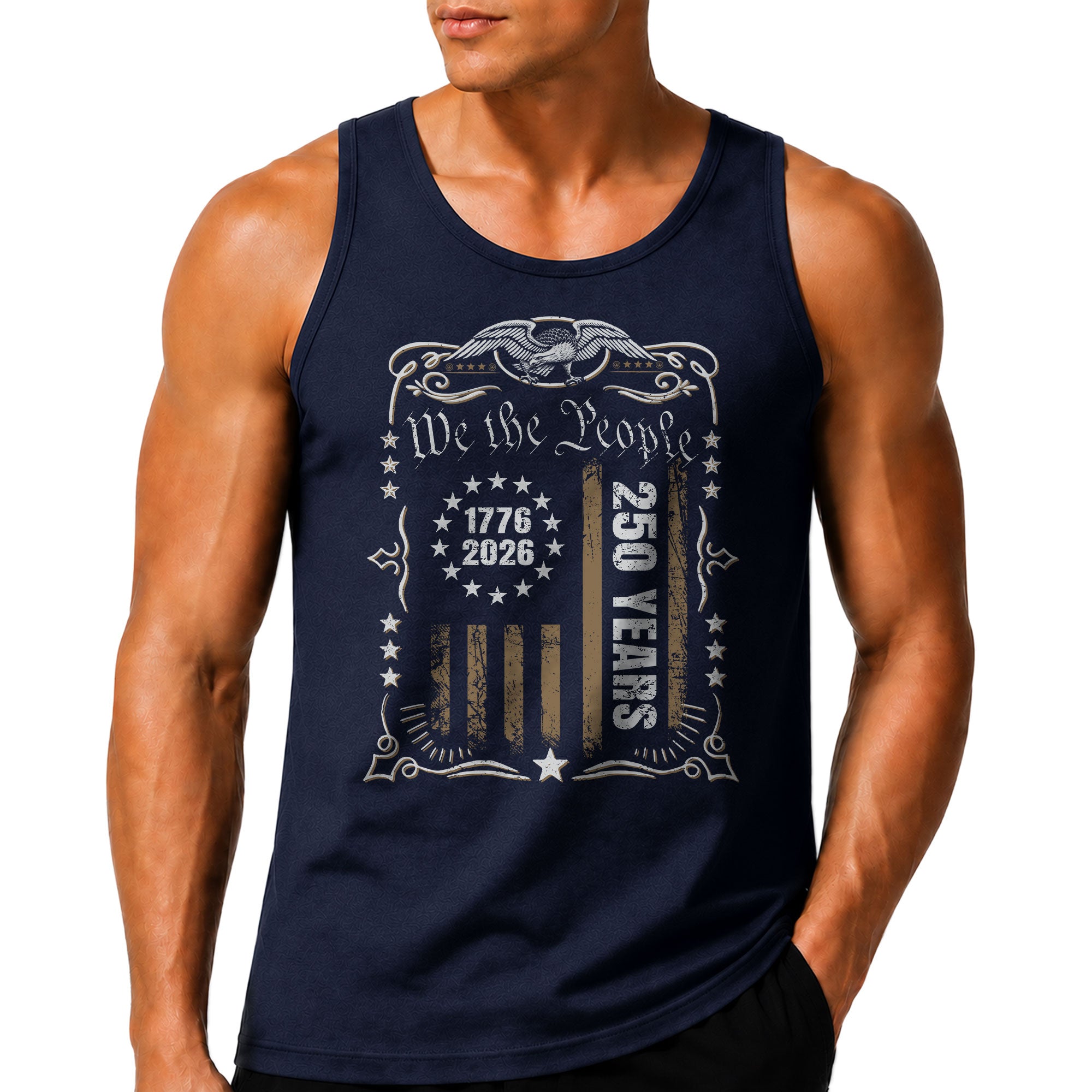We The People Flag Tank Top 1776-2026 Patriotic Vintage Men Graphic Shirt