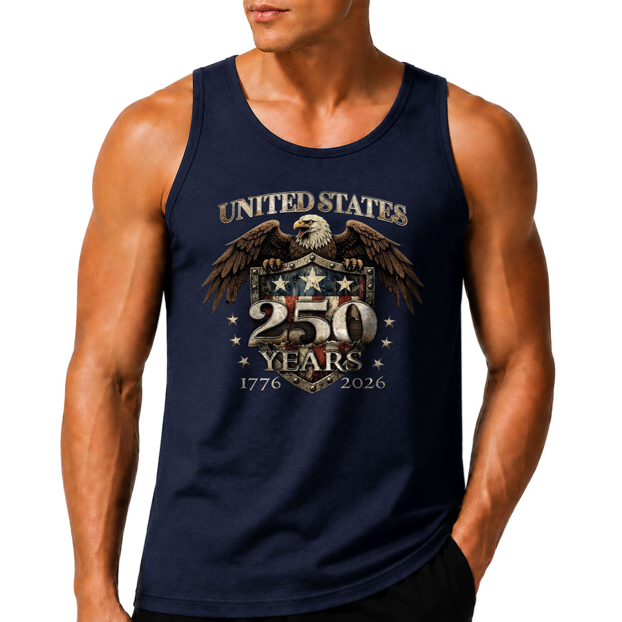 United States 1776-2026 Men Tank Top Patriotic 250 Years Bald Eagle American Flag Shield Shirt