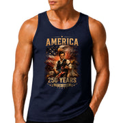 Eagle Abraham Lincoln Guitar Tank Top 1776-2026 Patriotic Vintage Men Graphic Gym Shirt