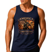 Lincoln Flag Suit Guitar Tank Top 1776-2026 Patriotic Vintage Men Graphic Sleeveless Shirt
