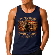 Lincoln Flag Suit Guitar Tank Top 1776-2026 Patriotic Vintage Men Graphic Sleeveless Shirt