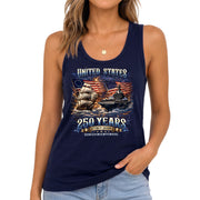 United States 250 Years 1776 2026 Womens Tank Top Vintage Patriotic Navy Sea Graphic Top