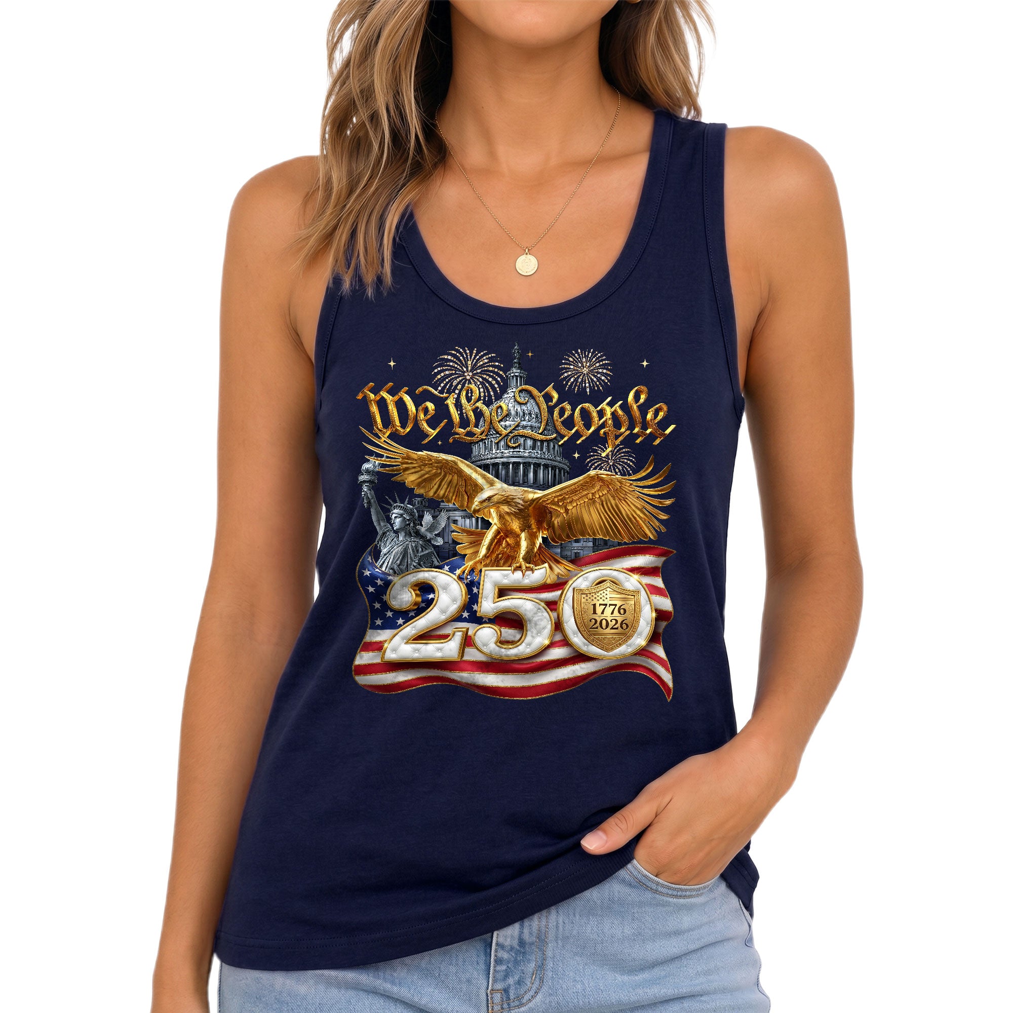 We The People Tank Top Women Patriotic US 1776 2026 Eagle 250th Anniversary Shirt