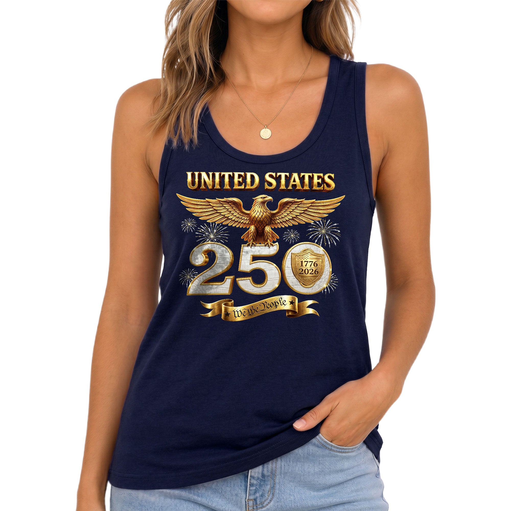 United States Tank Top Women Patriotic Eagle 1776 2026 We The People 250th Shirt