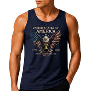 Men Tank Top Patriotic Bald Eagle Liberty Bell 1776-2026 250th Anniversary Flag Wings Vest