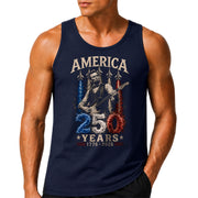 Men 250 Years Celebration Tank Top Cool Abraham Lincoln Rocker Graphic Gym Shirt