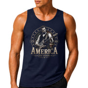 Abraham Lincoln Guitar Mens Tank Top Cool Stars Stripes 250 Years Heritage Shirt