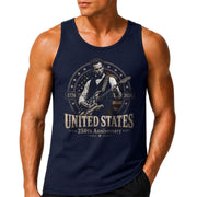 Abraham Lincoln Guitar Mens Tank Top Cool Stars Stripes 250 Years Heritage Shirt