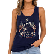 Lincoln Rock Guitar Women Tank Top Vintage 1776-2026 Patriotic Sleeveless Shirt