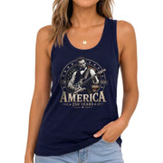 Abraham Lincoln Guitar Womens Tank Top Cool Stars Stripes 250 Years Heritage Shirt